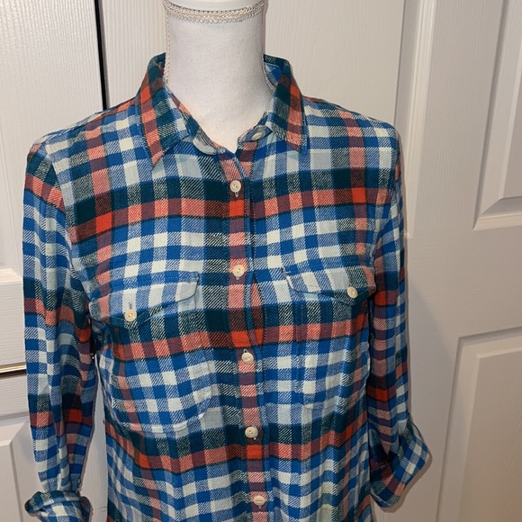 Jcrew shirt button down size 4 plaid flannel - Picture 2 of 4